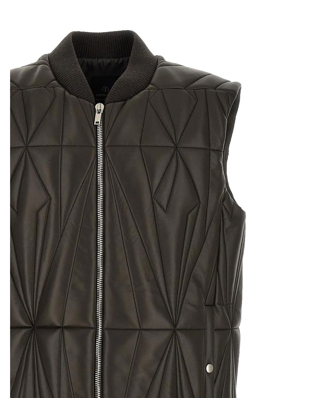 Rick Owens Black Lamb Leather Sleeveless Jacket Clothing for men