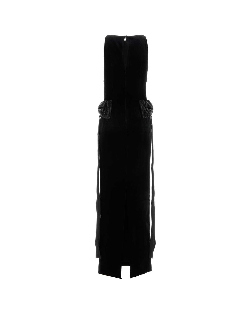 Self-Portrait Black Self Portrait Stretch Velvet Long Dress