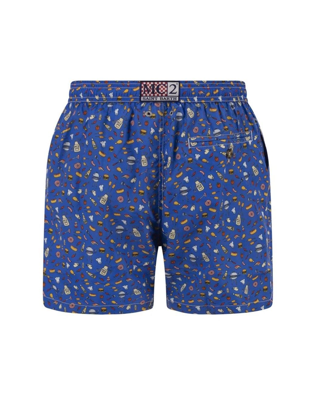 Mc2 Saint Barth Blue Lightweight Fabric Swim Boxer Shorts With Print for men