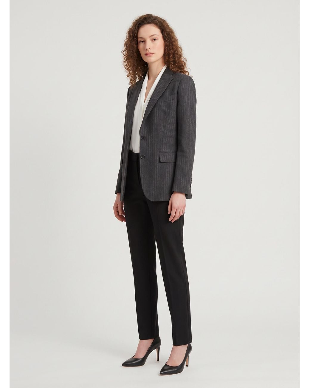 SUTTON NEW YORK Gray Pinstripe Single-Breasted Jacket