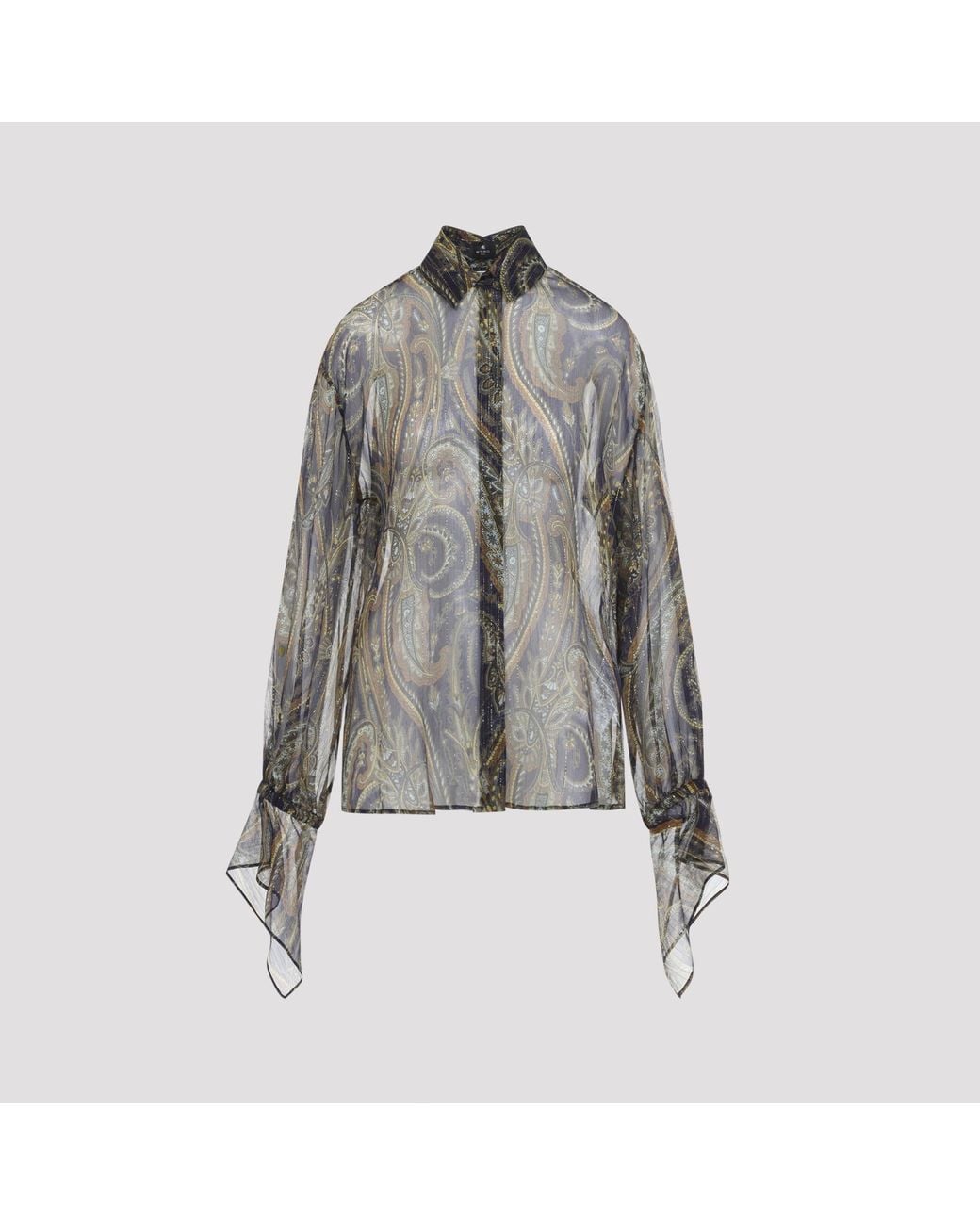 Etro Gray Multi Silk Shirt