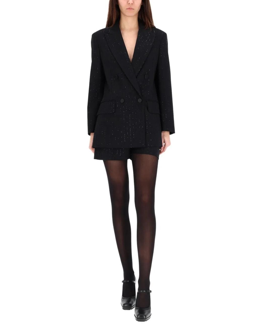 Max Mara Black Doublebreasted Jacket With Rhinestone Details