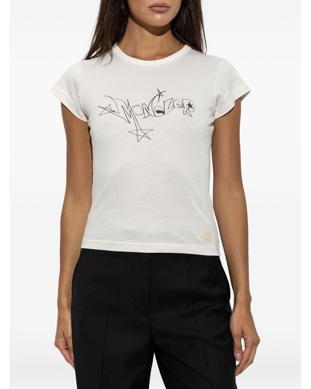 Moncler White Logo-Print T-Shirt