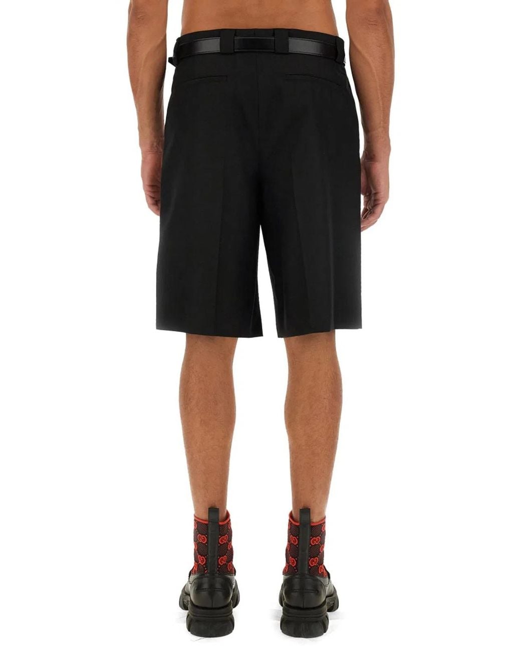 Gucci Black Wool Blend Twill Shorts for men