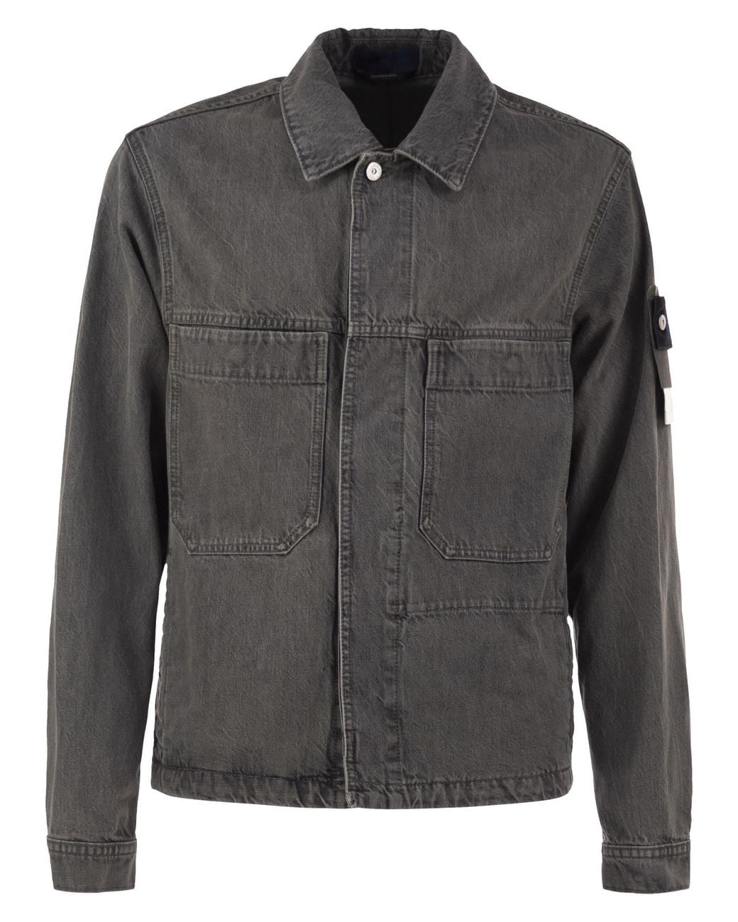 Stone Island Black Denim Jacket With Patch Pockets for men