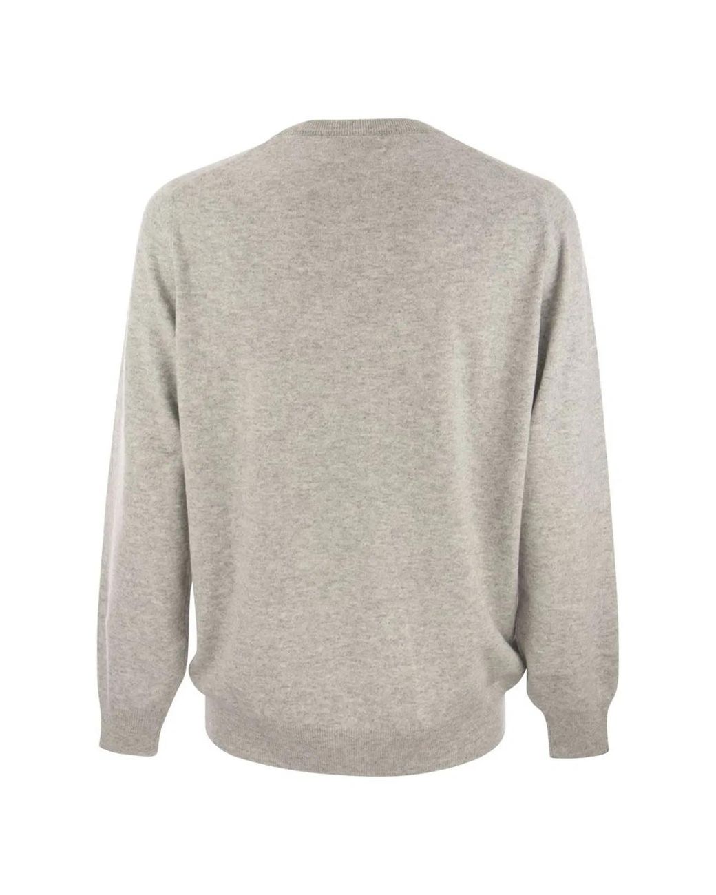 Brunello Cucinelli Gray Hazeltnut Crew-Neck Sweater for men