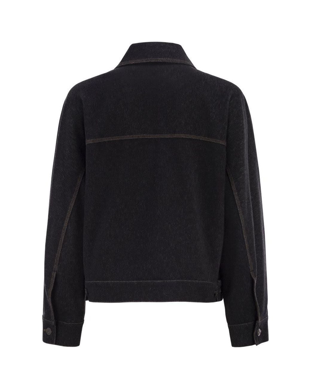 Max Mara Pure Black Denim Print Jersey Jacket