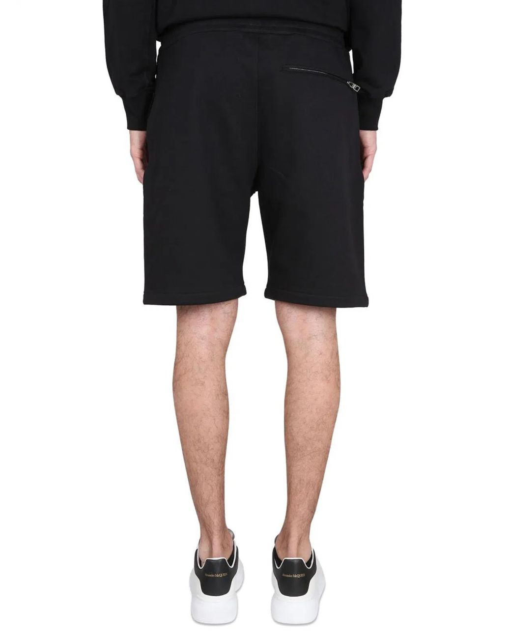 McQueen Black Bermuda Shorts With Graffiti Logo Print for men