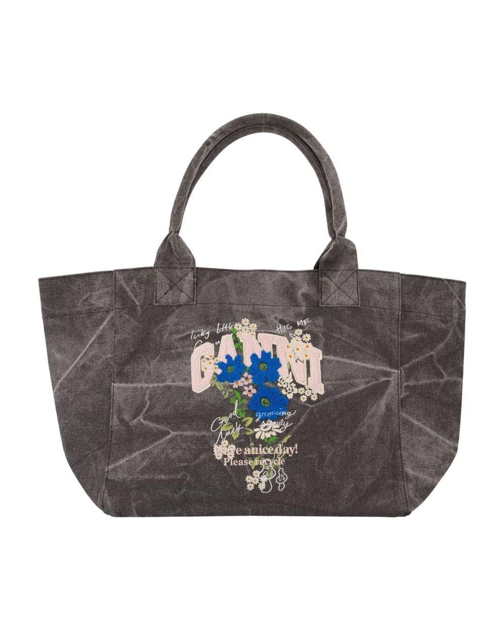 Ganni Gray Medium Trapeze Easy Shopper Bag