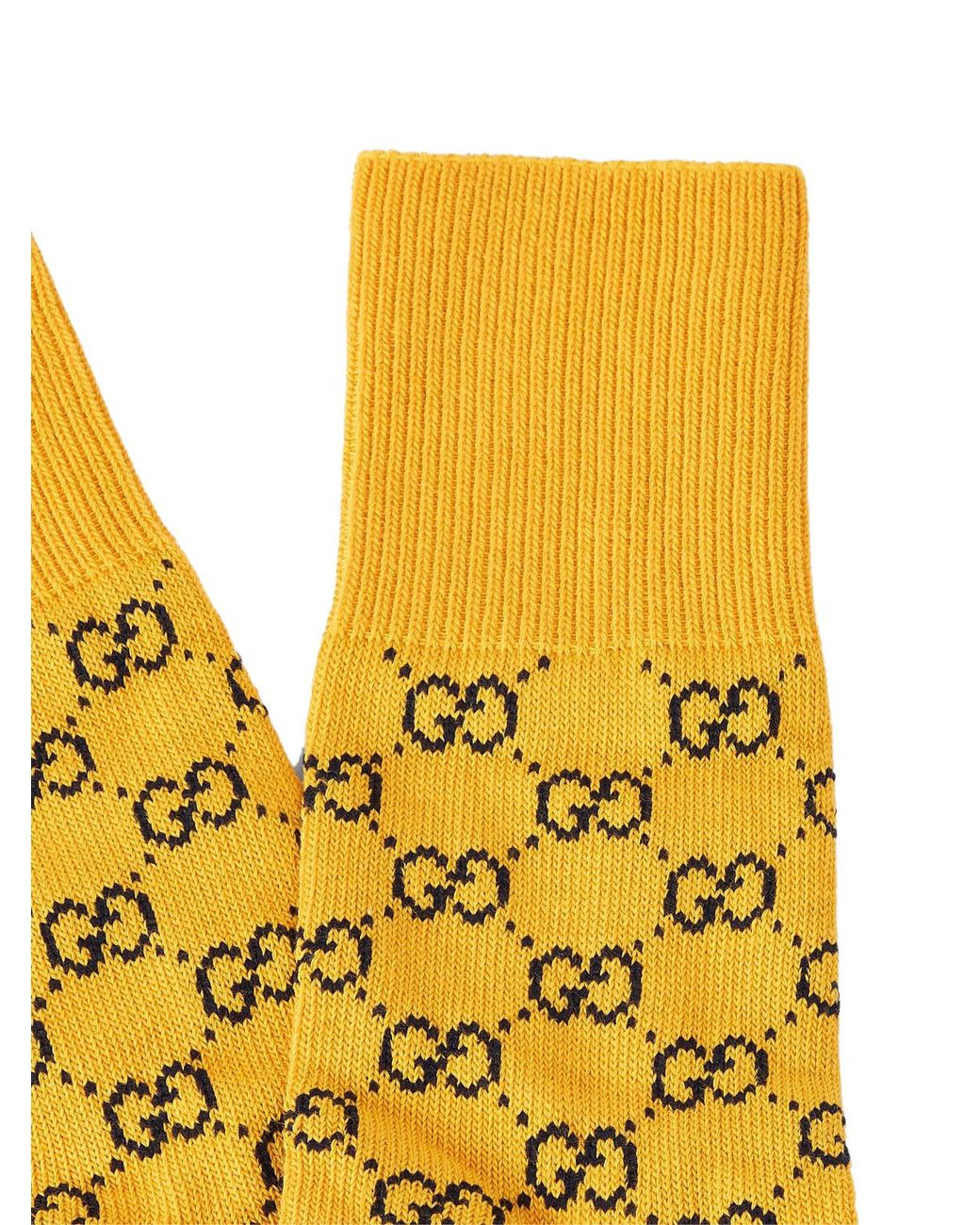 Gucci Yellow Monogram Logo Socks