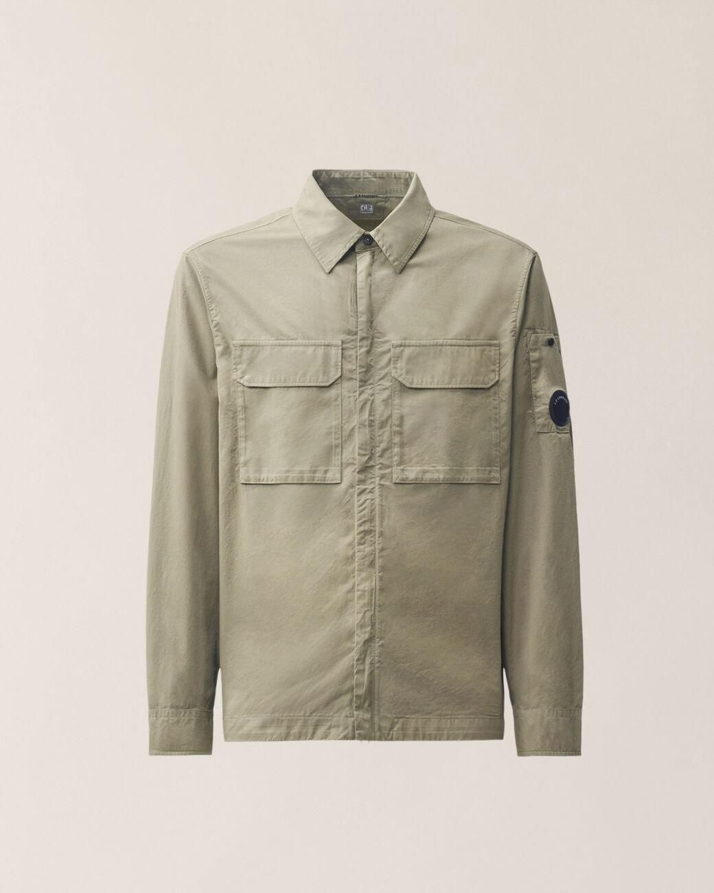 C P Company Natural C. P. Company Organic Gabardine Zipped Lens Overshirt for men