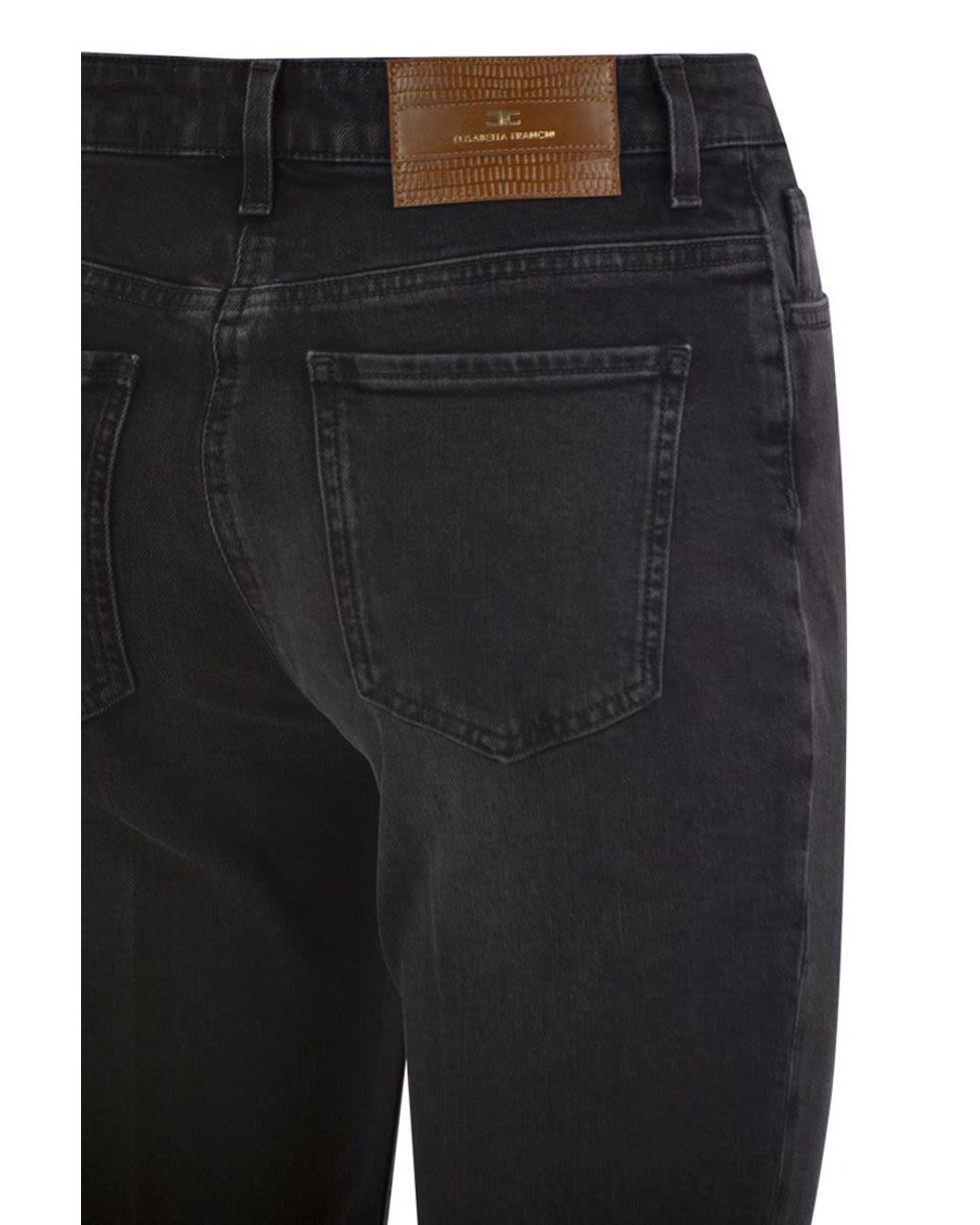 Elisabetta Franchi Black High-Waisted Slim-Fit Jeans
