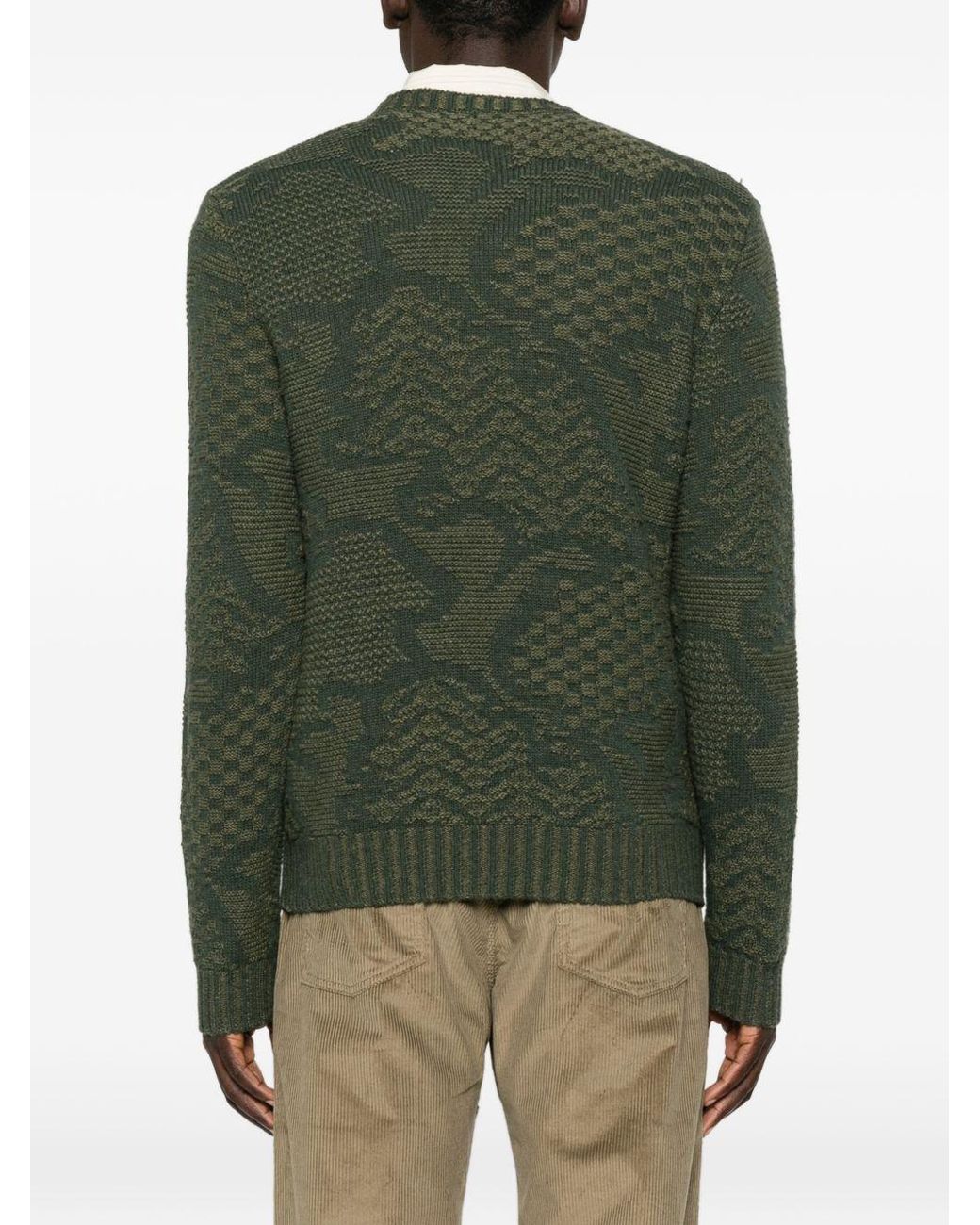 Etro Green Cable Knit Wool Sweater for men
