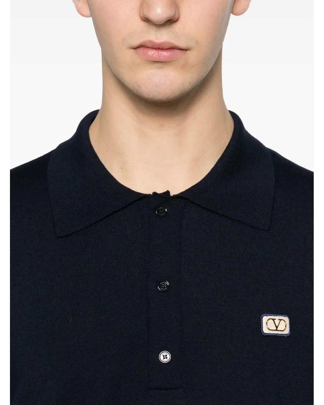 Valentino Black Polo Shirt With Vlogo Patch for men