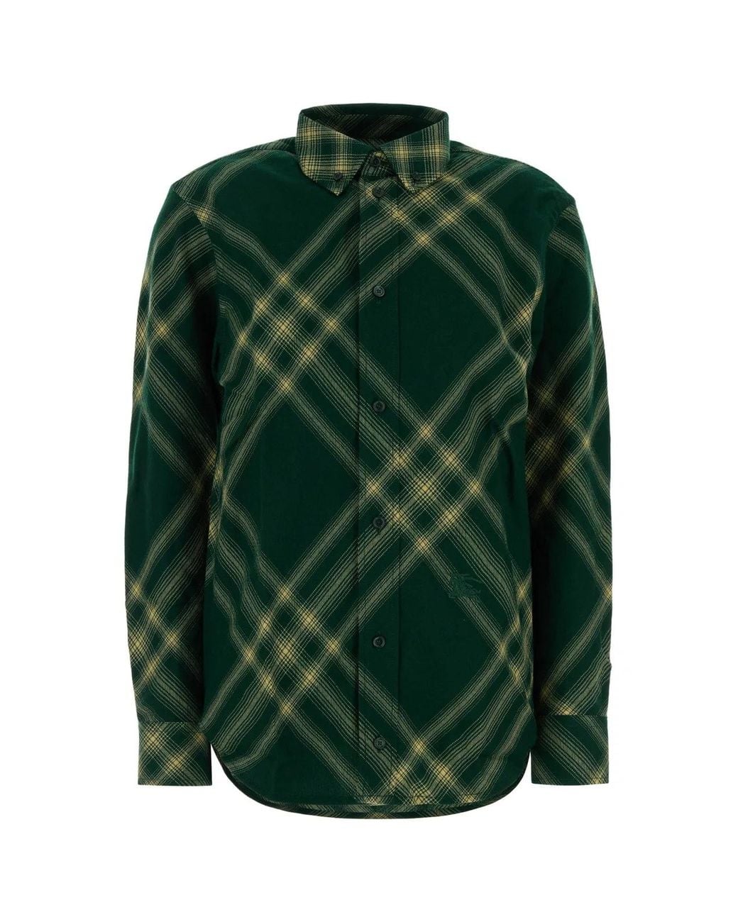 Burberry Green Checks Button Down Collar Shirt