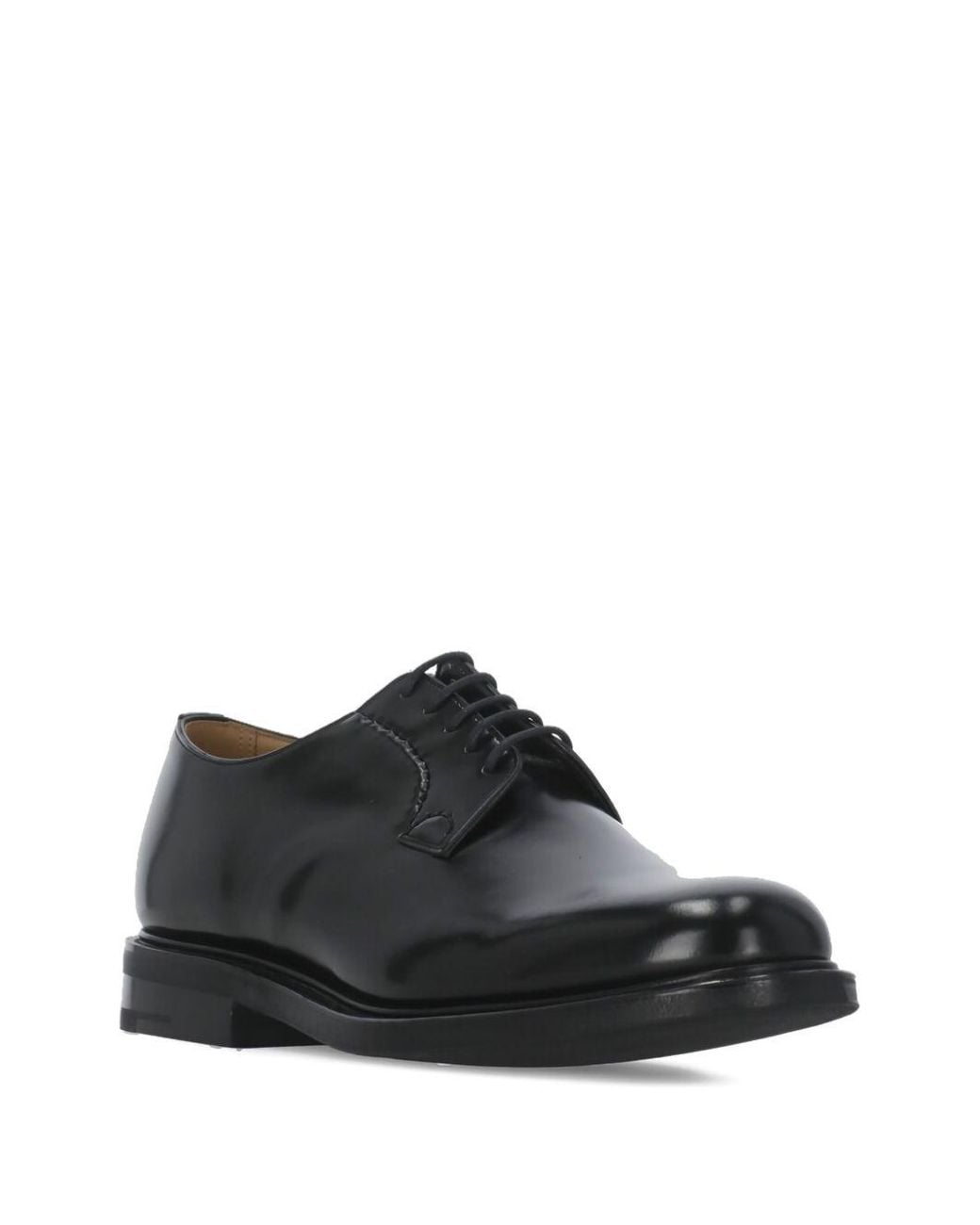 Church's Black Churchs Calf Leather Flat Shoes for men