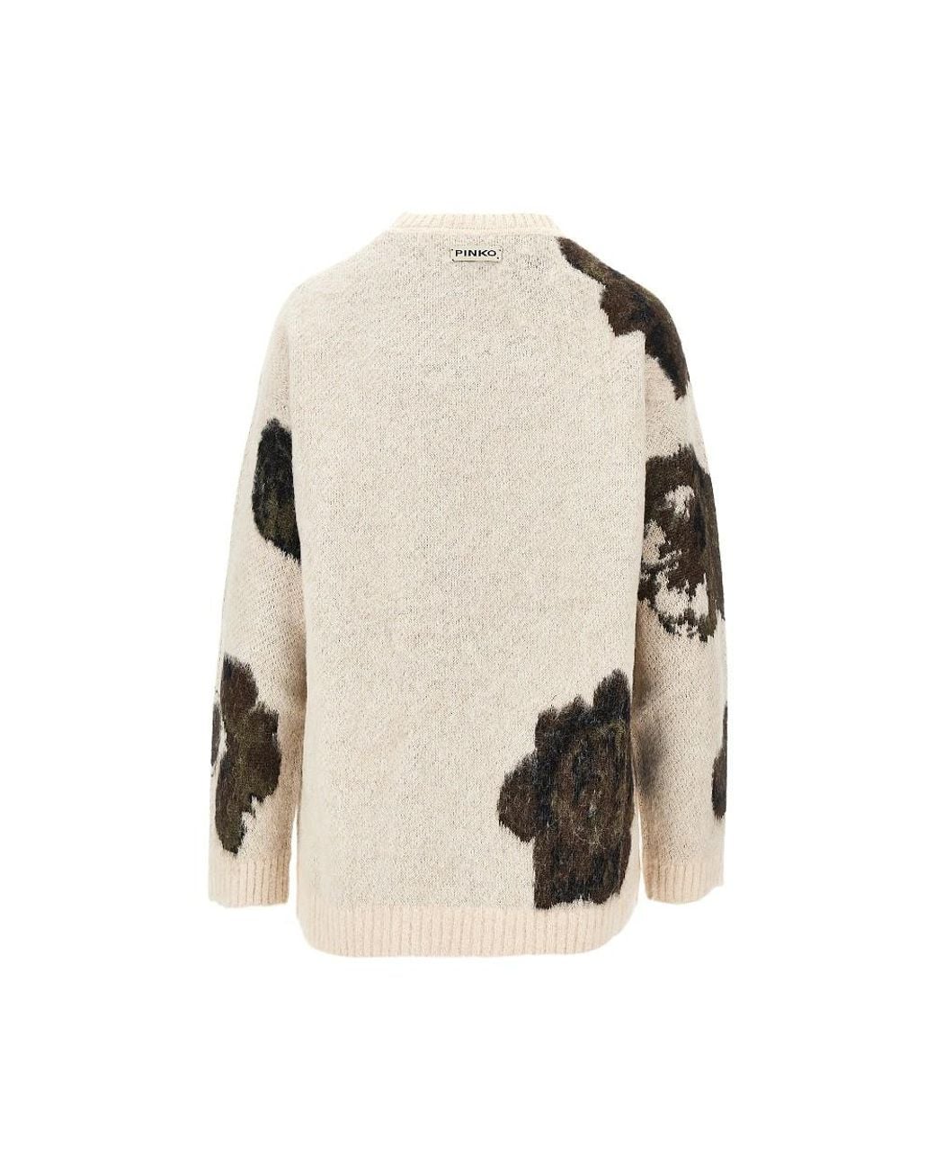 Pinko Natural Jacquard Wool And Alpaca Blend Sweater