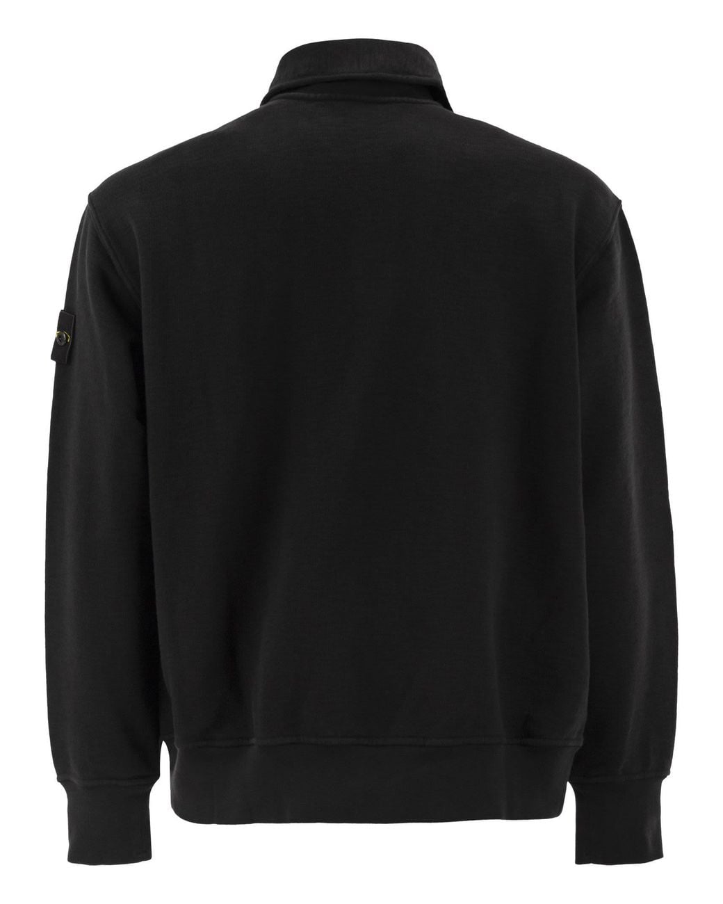 Stone Island Black Cotton Sweatshirt With Polo Collar for men