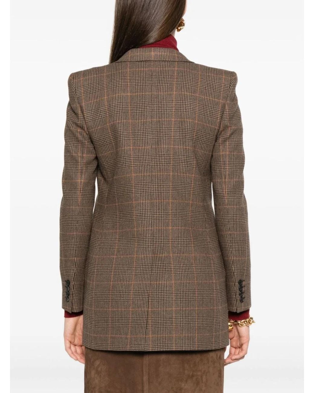 Saint Laurent Brown Prince Of Wales Wool Jacket