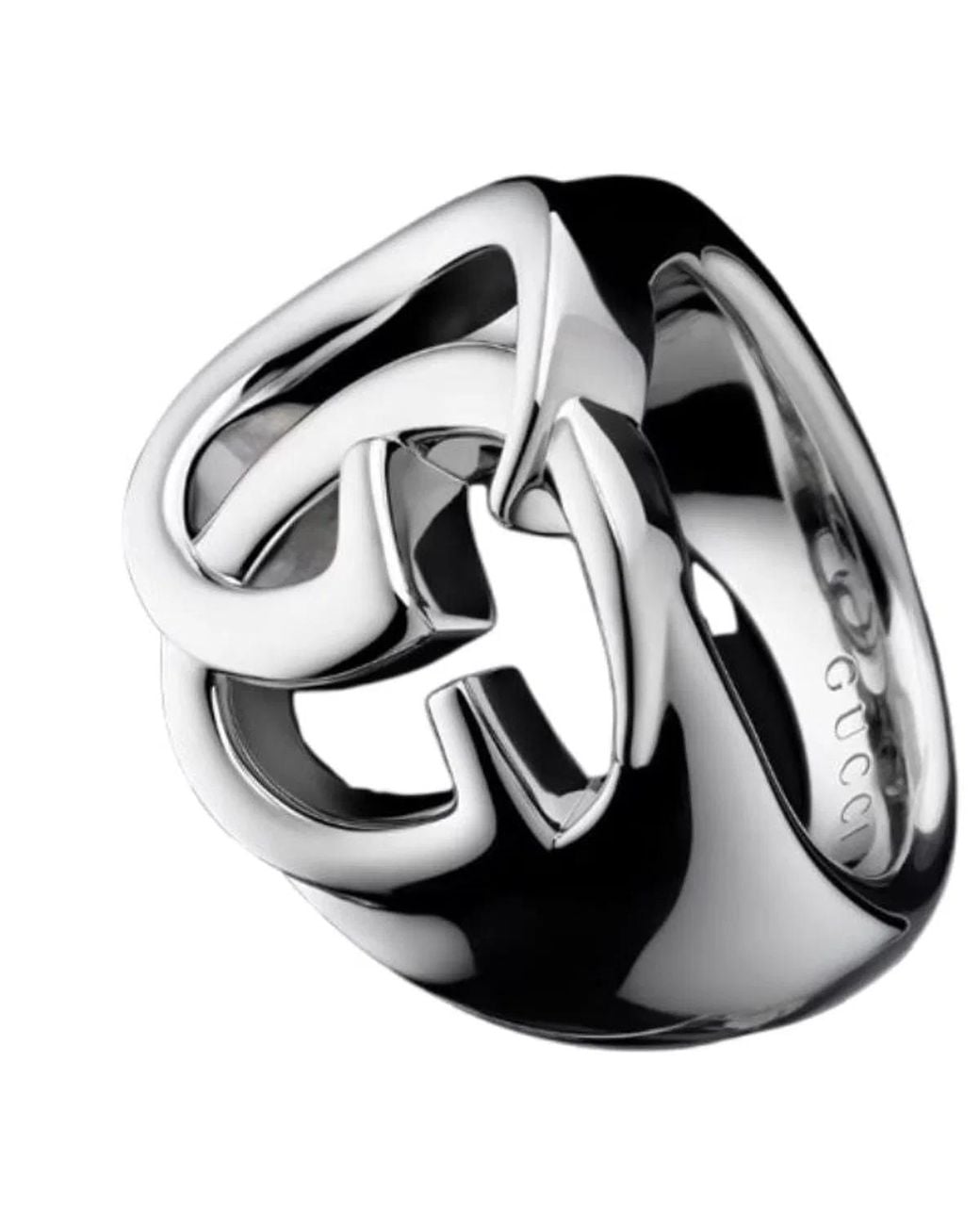 Gucci Black Interlocking Metal Ring Jewelry