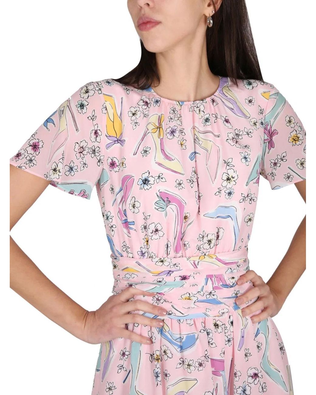 Boutique Moschino Pink Heels And Flowers Dress