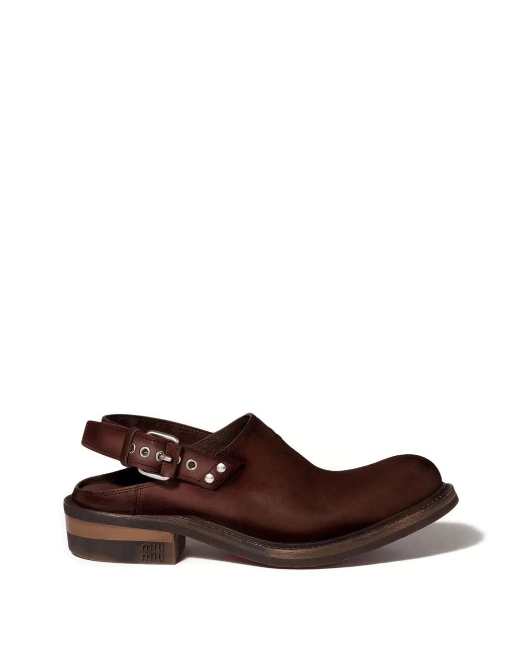 Miu Miu Brown Buckle Mules