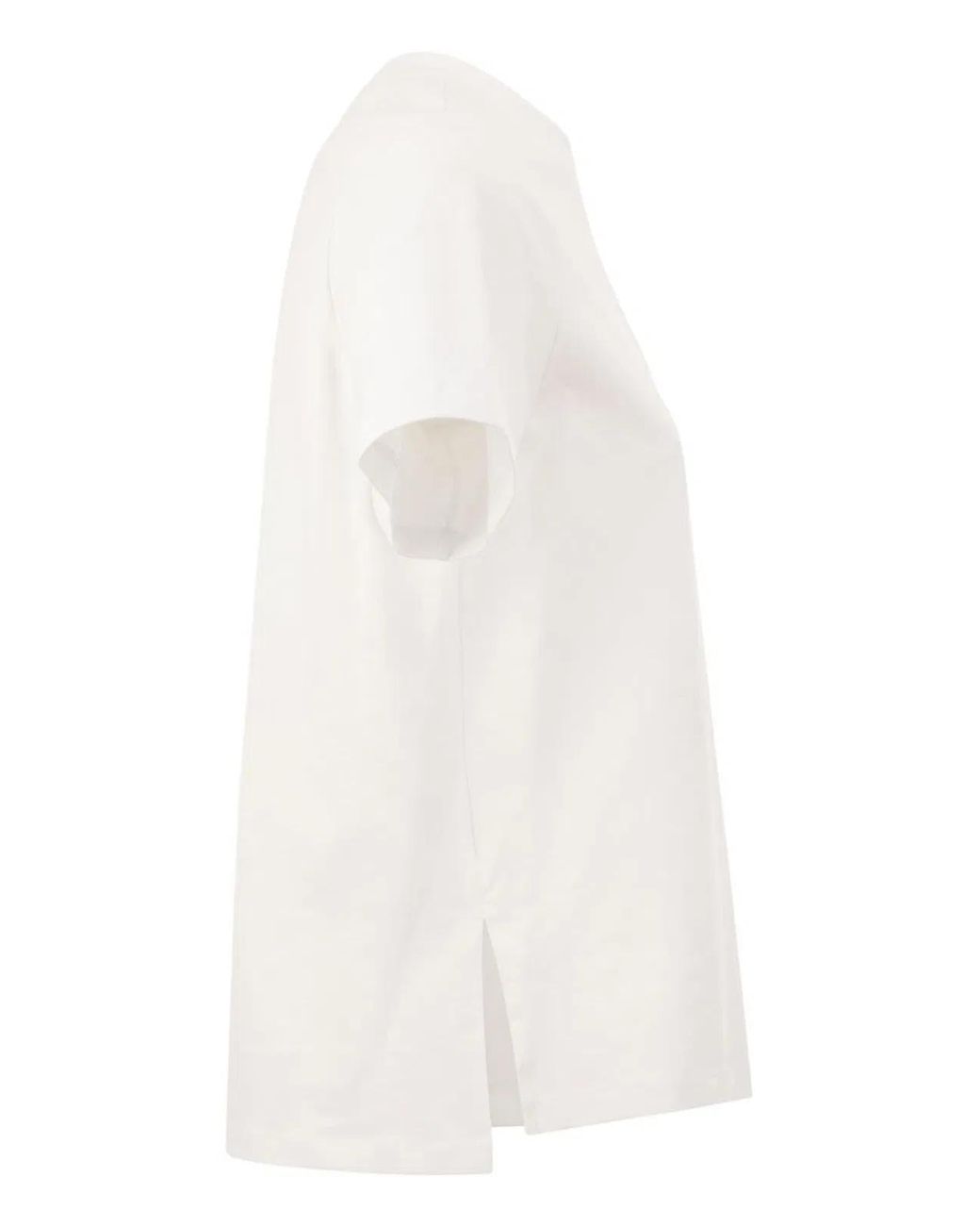 Peserico White Stretch Cotton T-Shirt With Punto Luce Chest Pocket Detail
