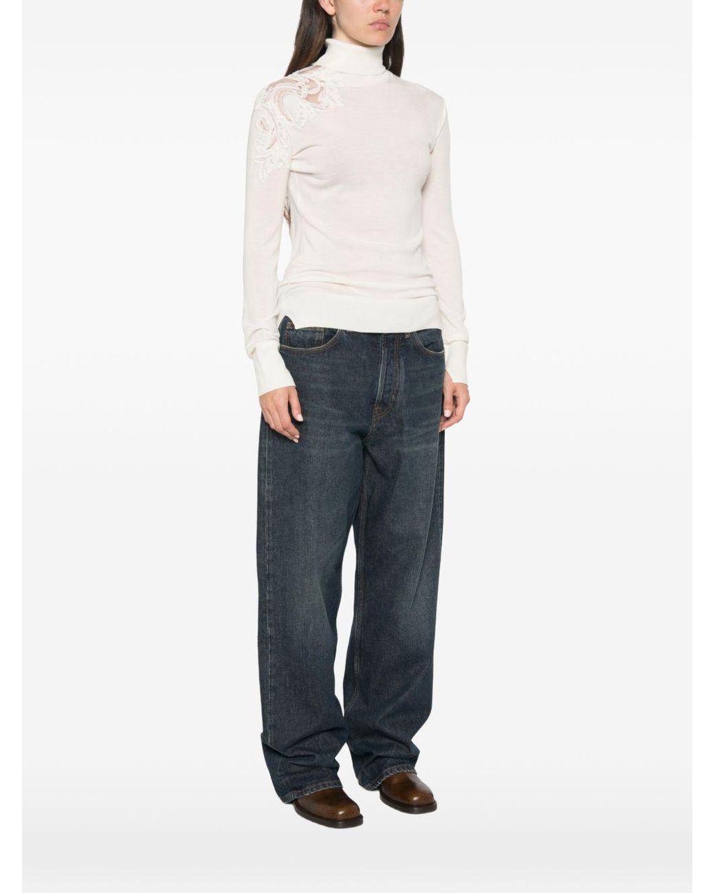 Ermanno Scervino White Wool Turtle-Neck Sweater