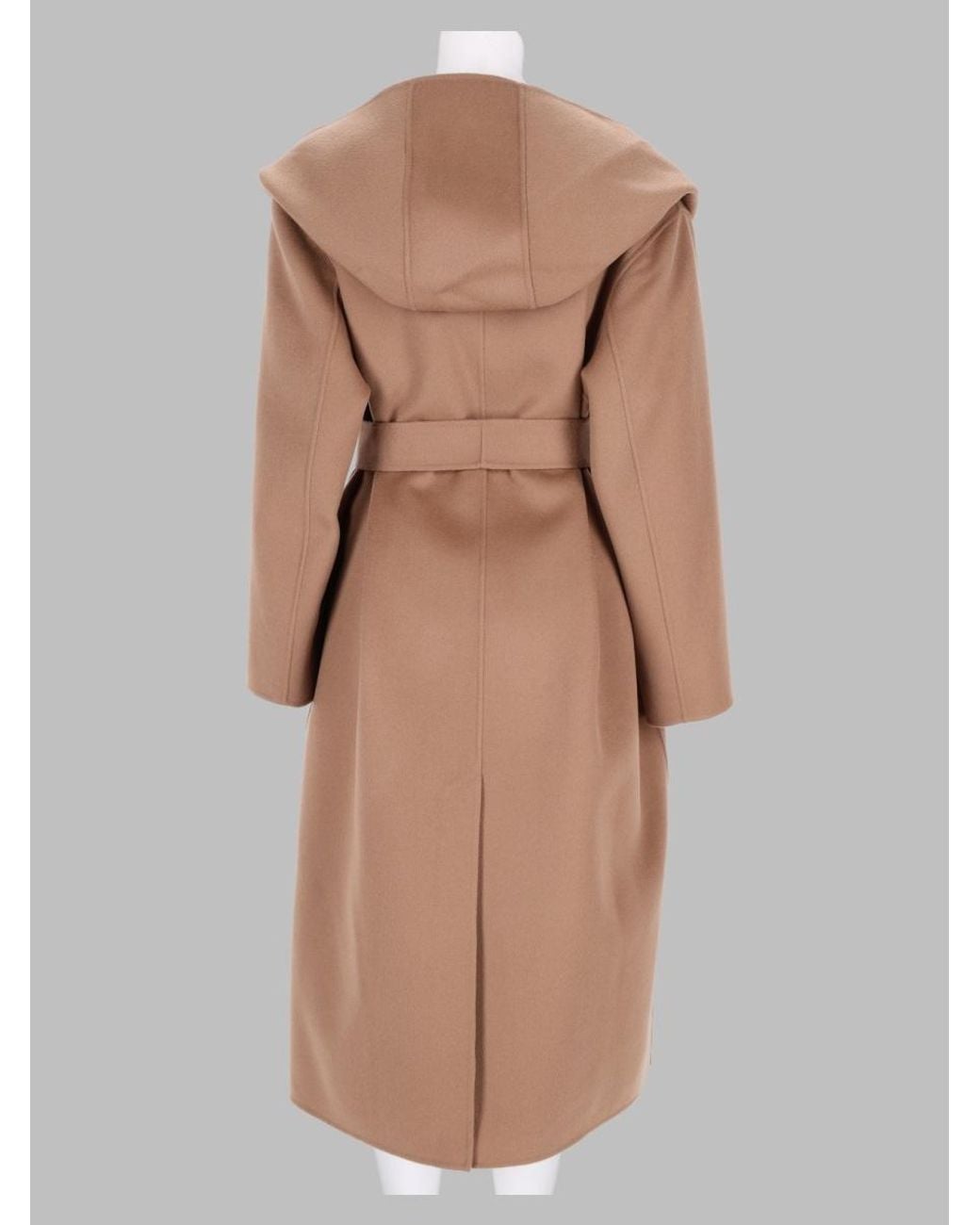 Max Mara Brown Sculpted Virgin Wool Overcoat With Trench-Inspired Design