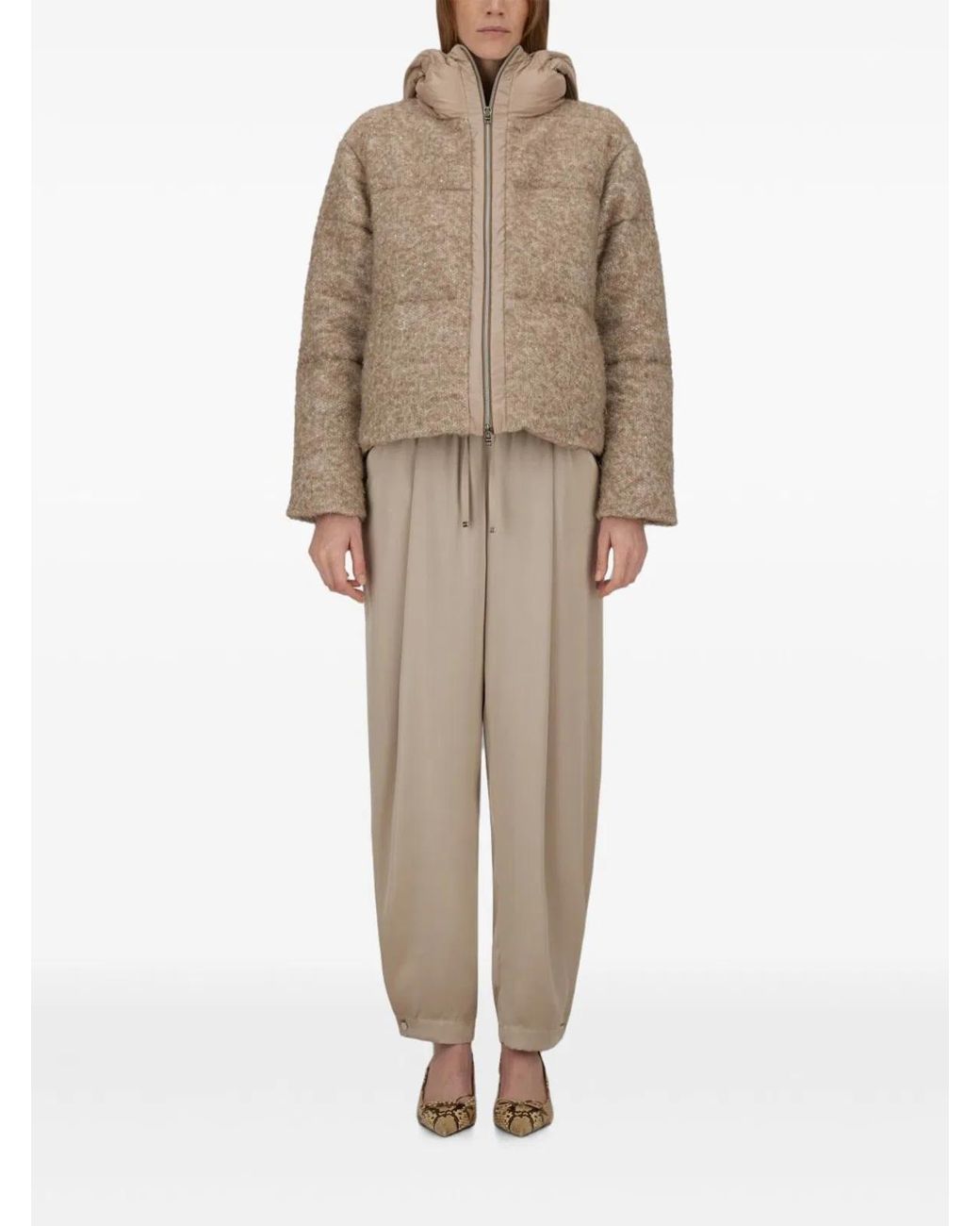 Herno Natural Bouclé Sequin Padded Jacket