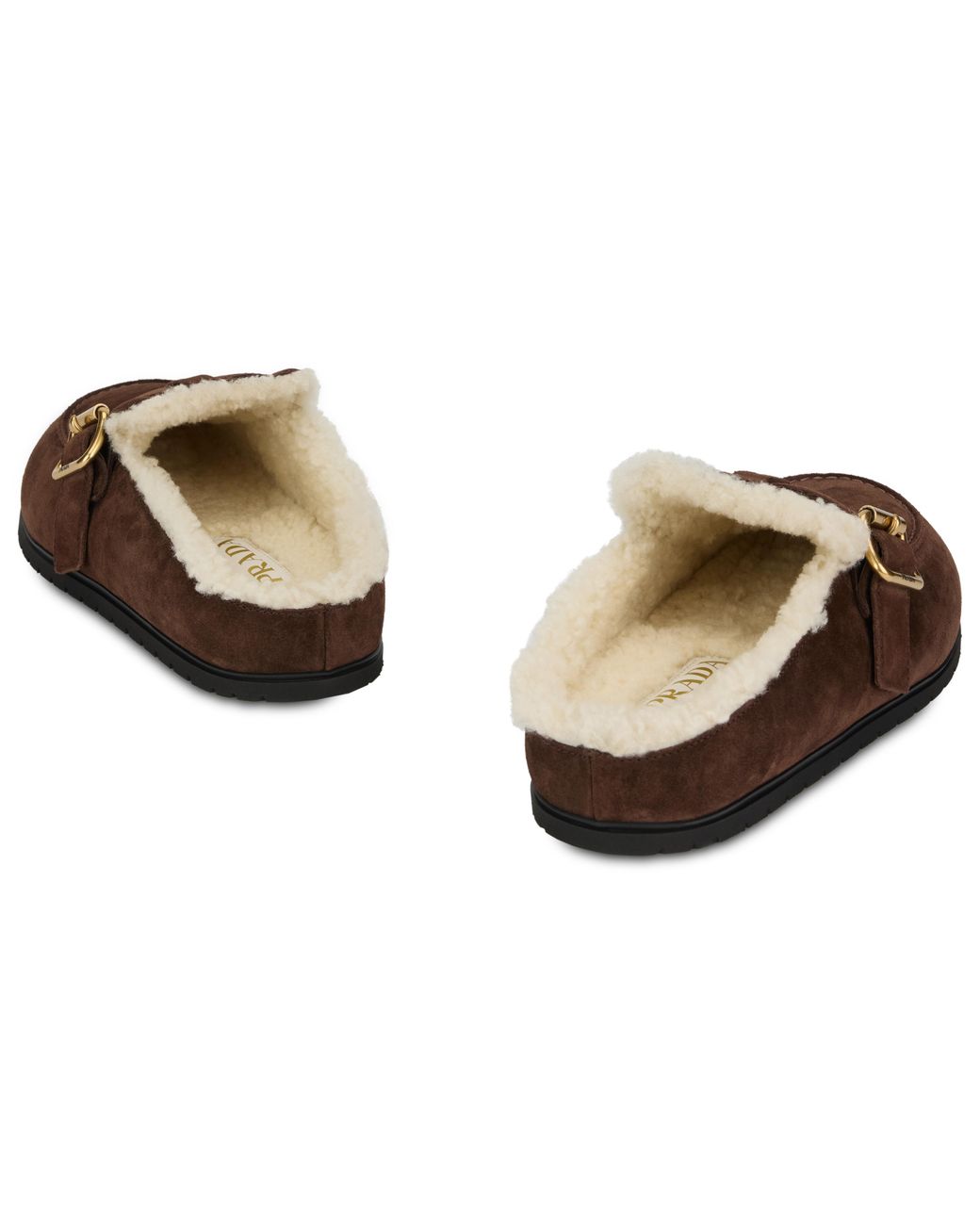 Prada Brown Padded Slippers With Strap