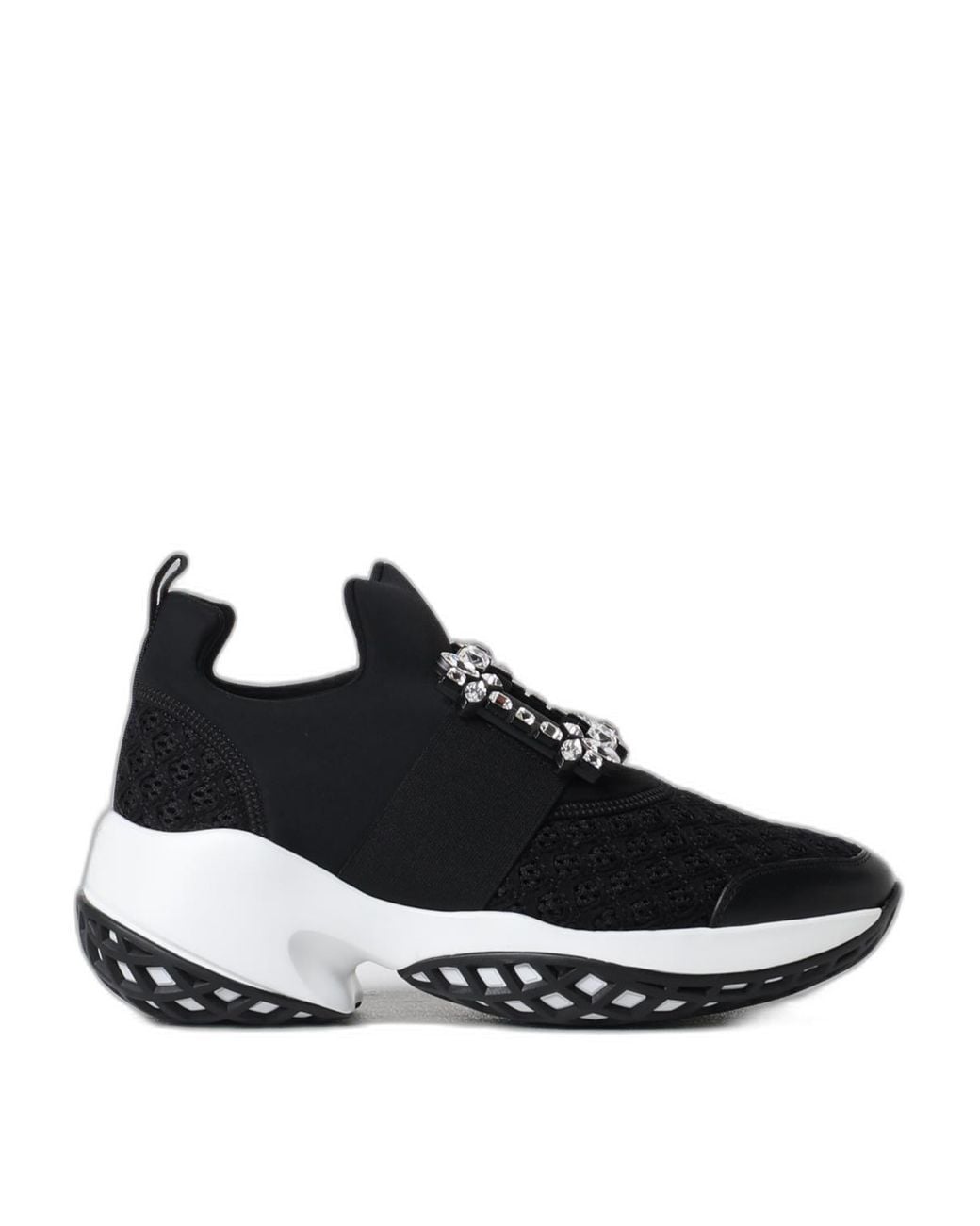Roger Vivier Black Viv Run Strass Buckle Sneakers