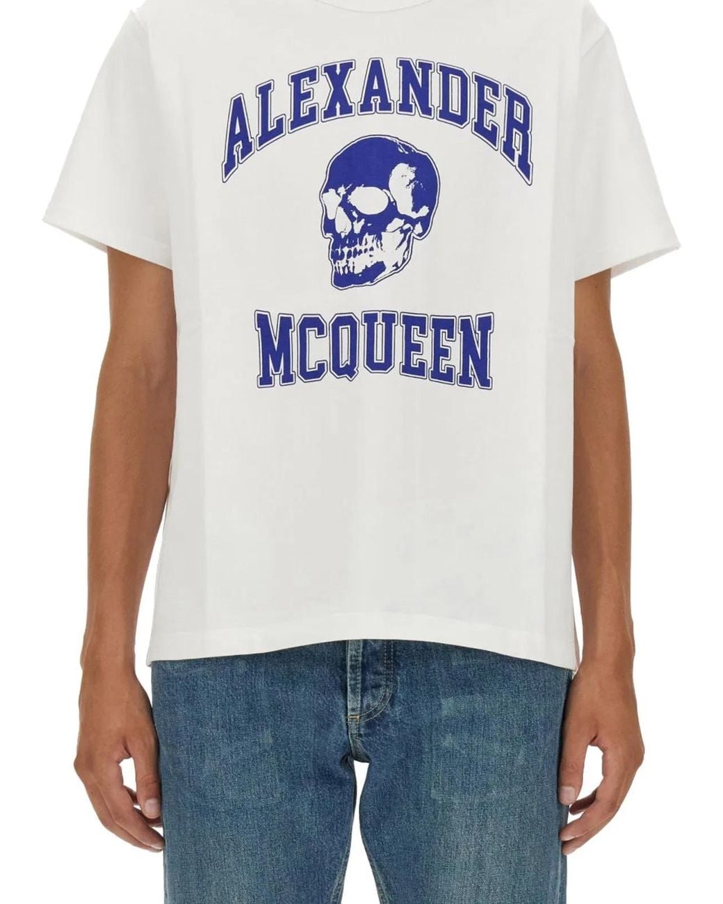 McQueen White Skull Logo T Shirt for men