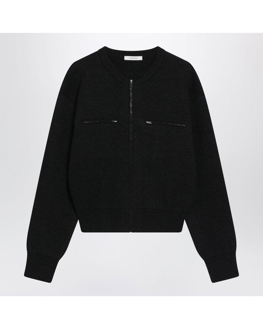 Lemaire Black Charcoalcolored Alpaca Blend Zipup Sweater