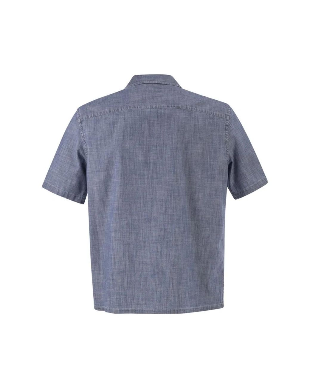 Peserico Blue Lightweight Cotton Chambray-Effect Short-Sleeve Shirt for men