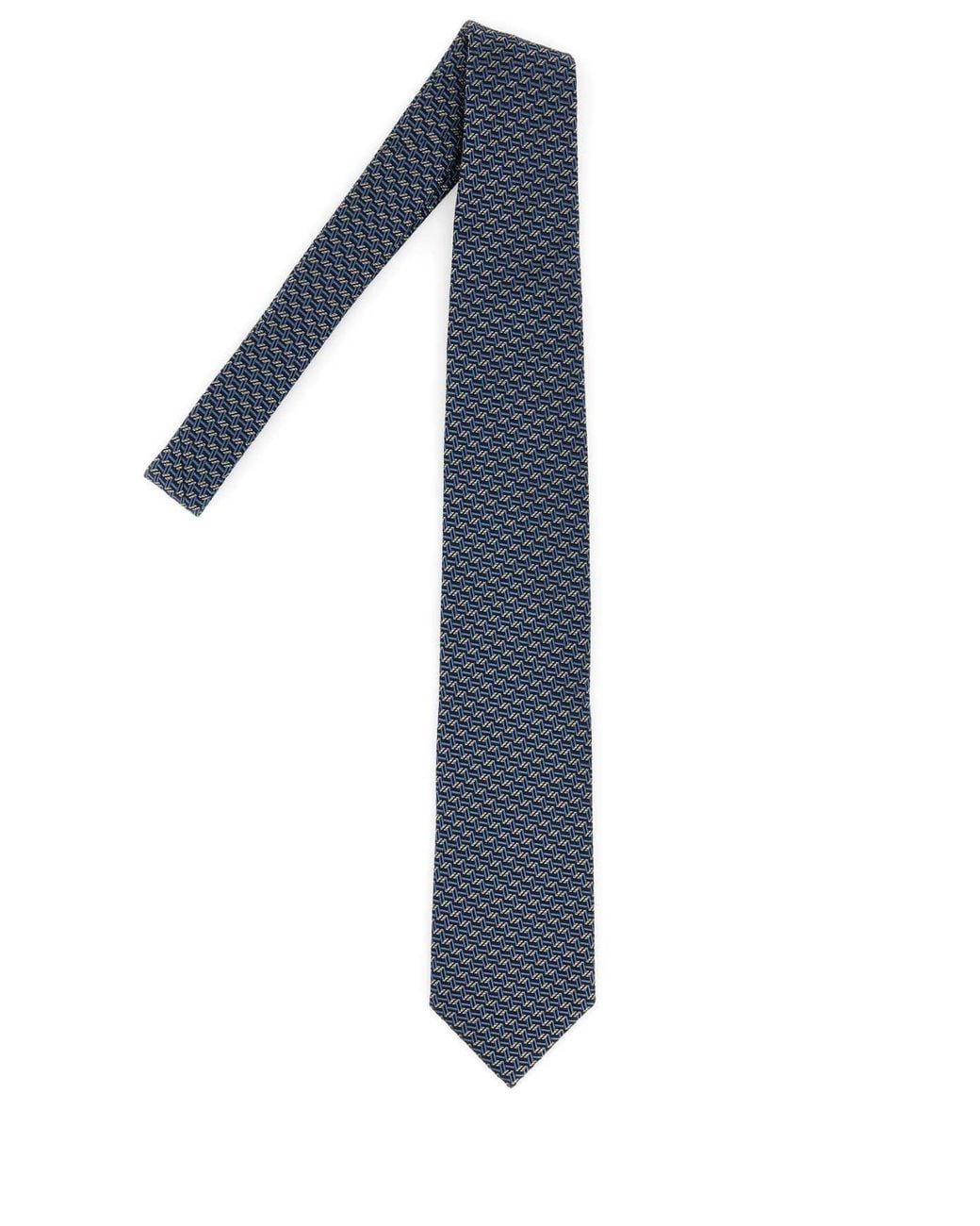 Brioni Blue Crav. Stand. 8X150 Silk Micro Motif Jacquard for men