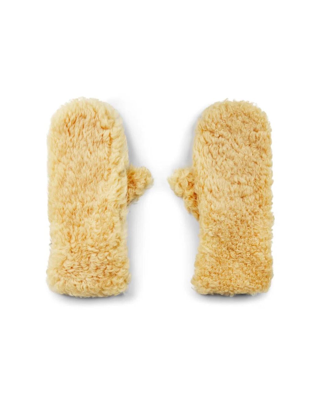 Bottega Veneta Yellow Teddy Shearling And Leather Logo Gloves