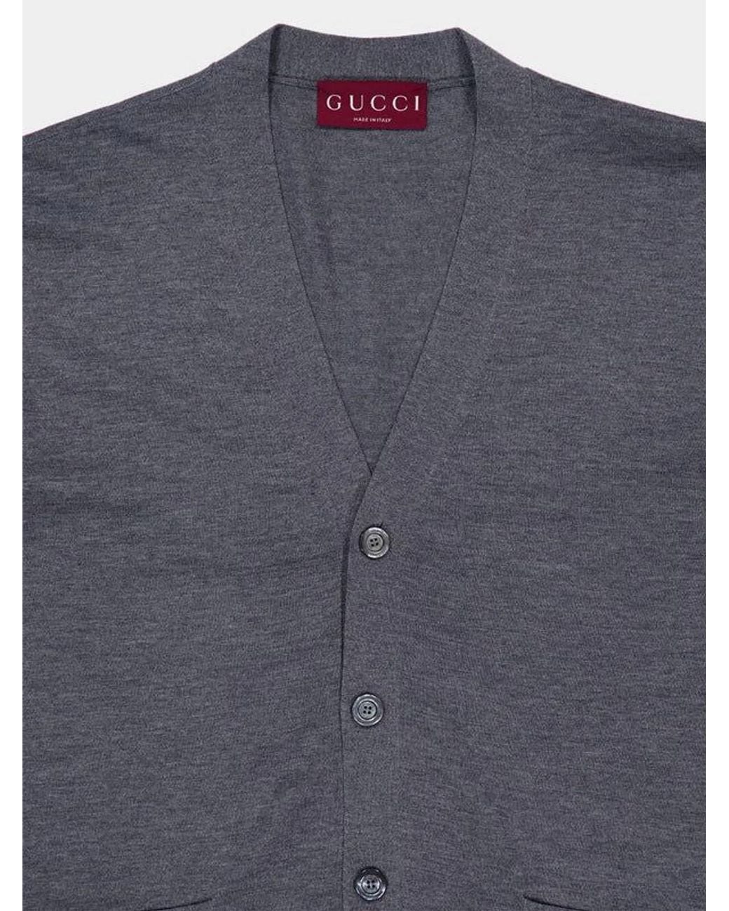 Gucci Blue Wool Knit Cardigan With Web for men