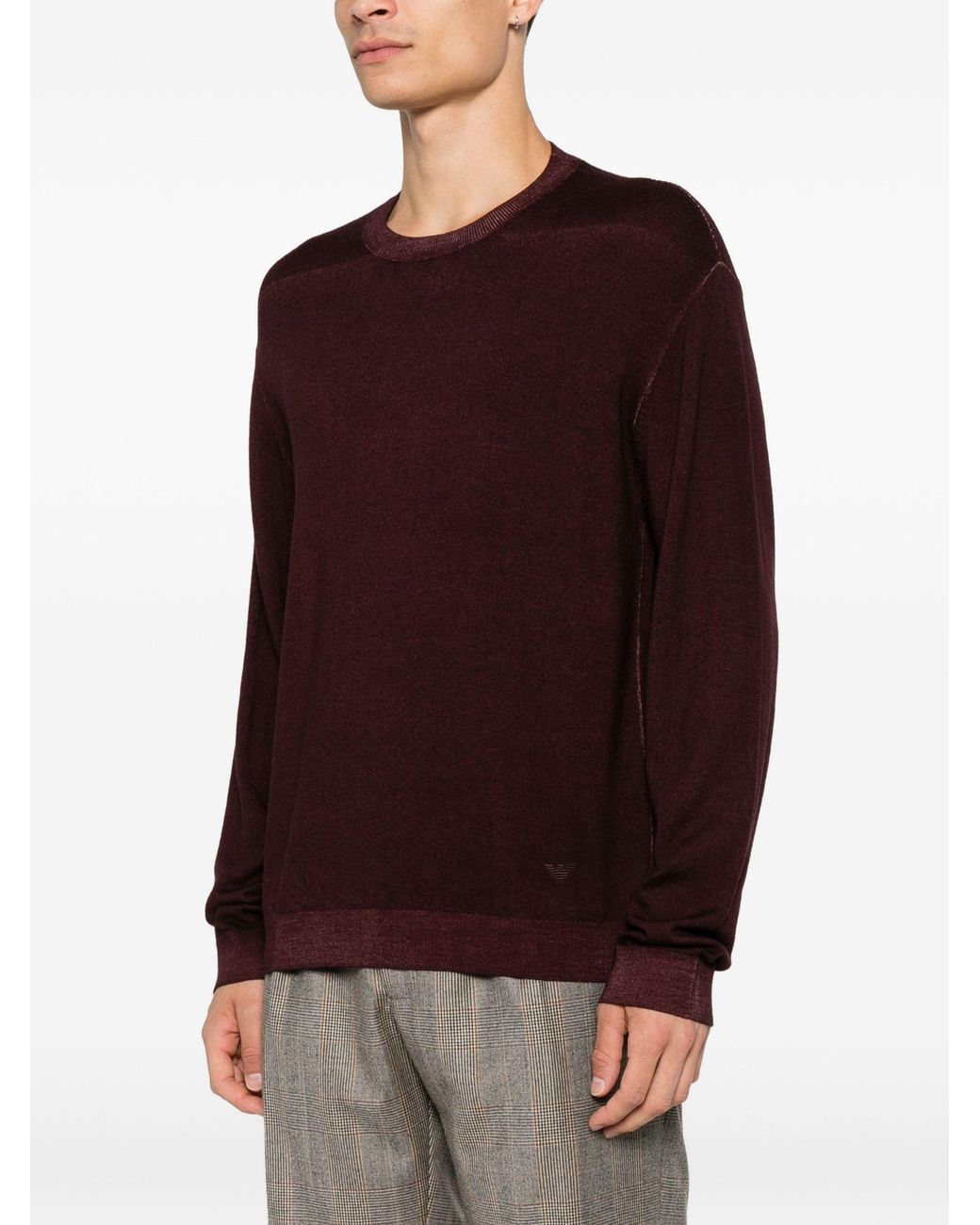 Emporio Armani Purple Virgin Wool Pullover for men