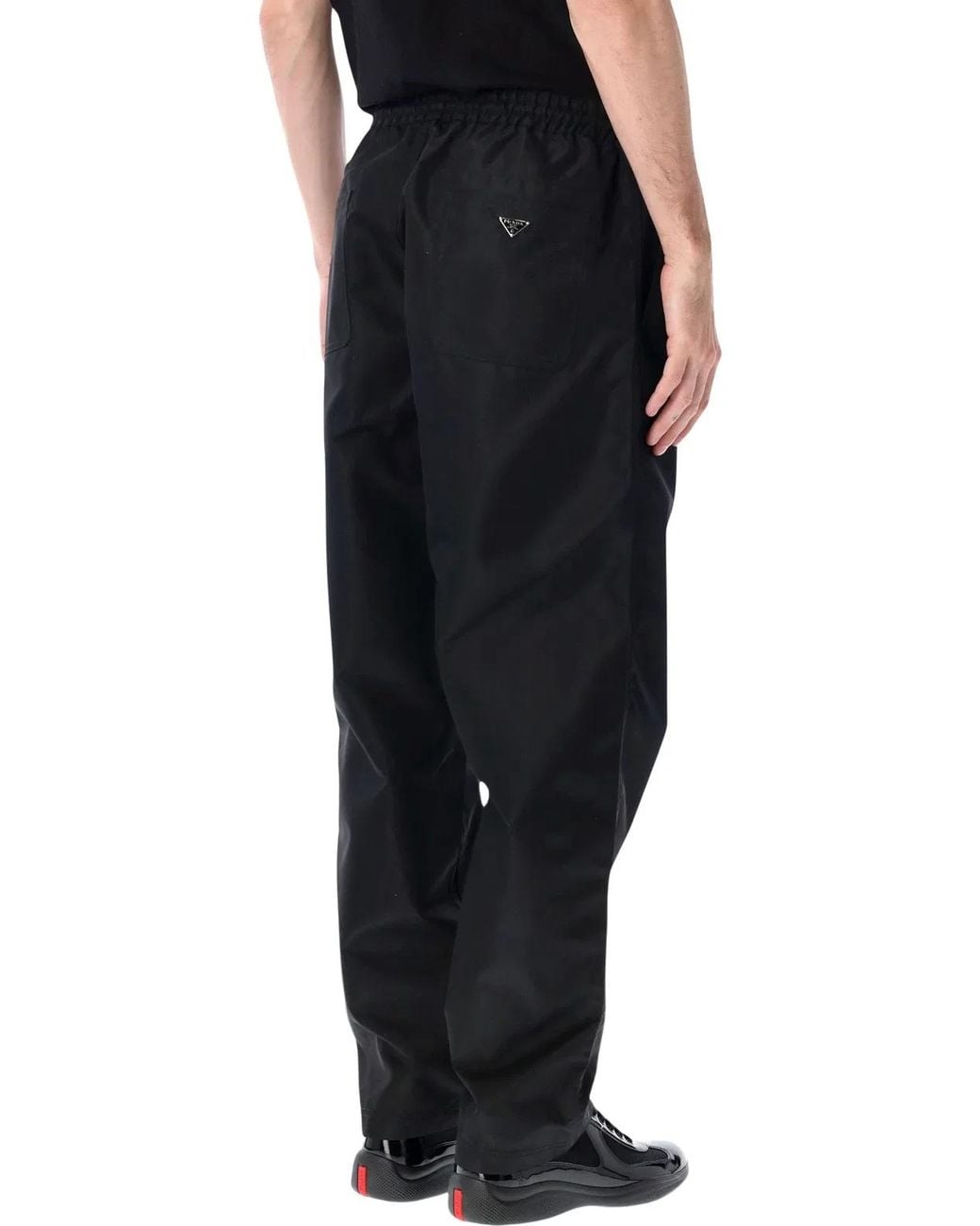 Prada Black Fluid Wide-Leg Trousers With Tailored Detailing for men