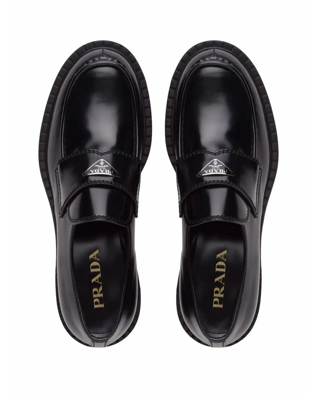 Prada Black Leather Chocolate Loafers for men