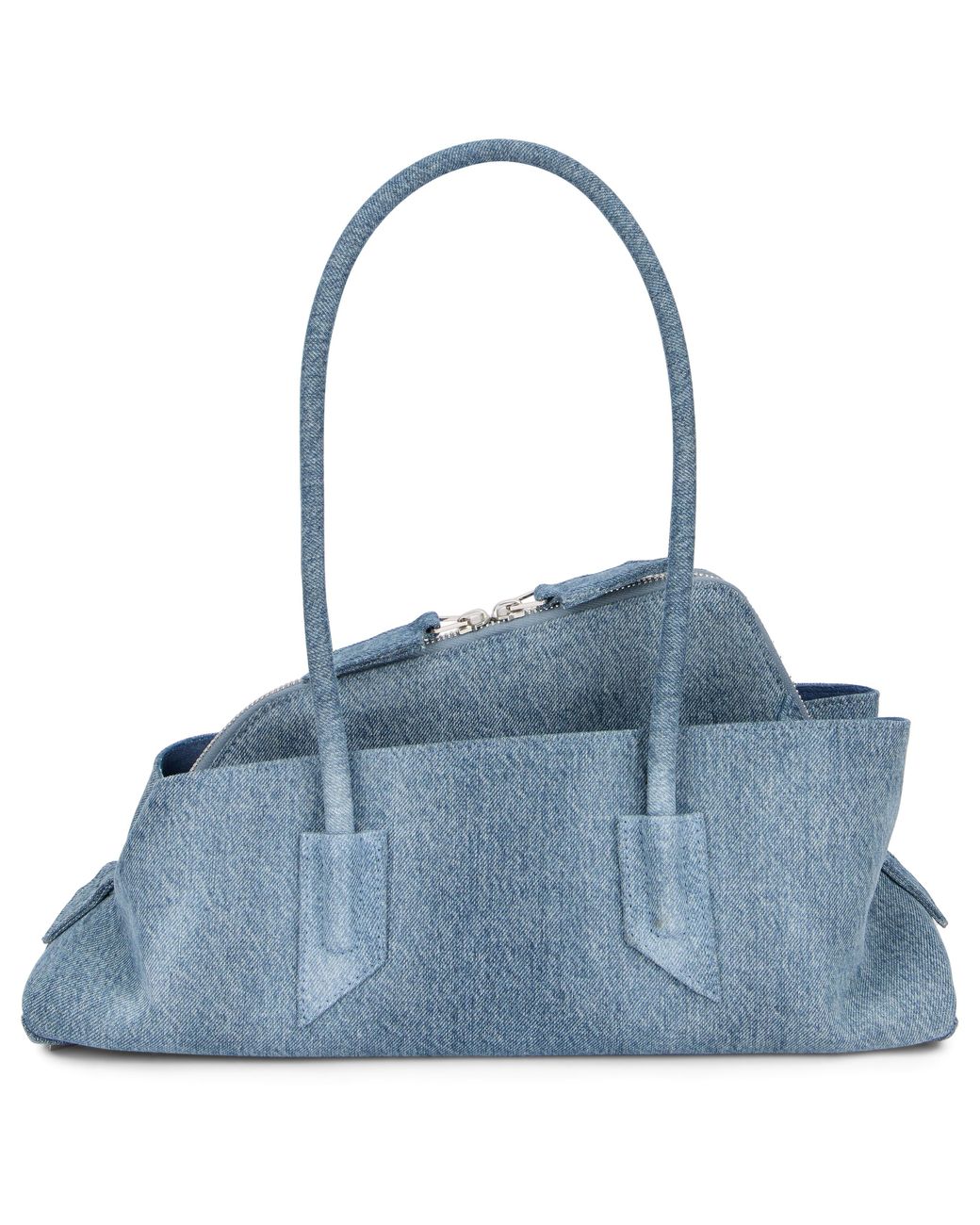 The Attico Blue La Passeggiata Small Washed Denim Top Handle Bag