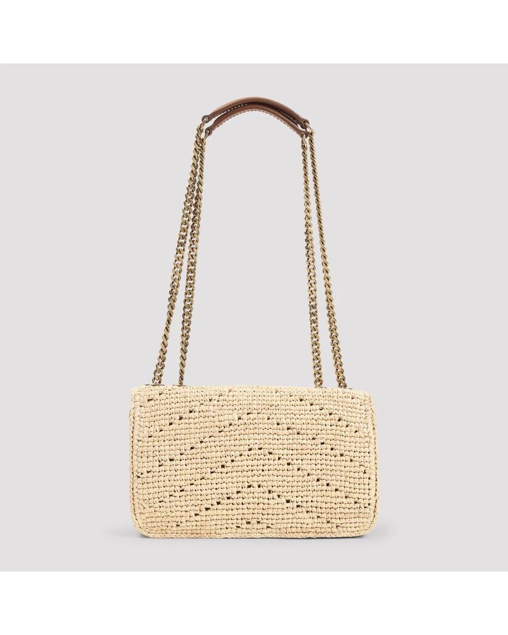 Saint Laurent Metallic Raffia Small Loulou Shoulder Bag