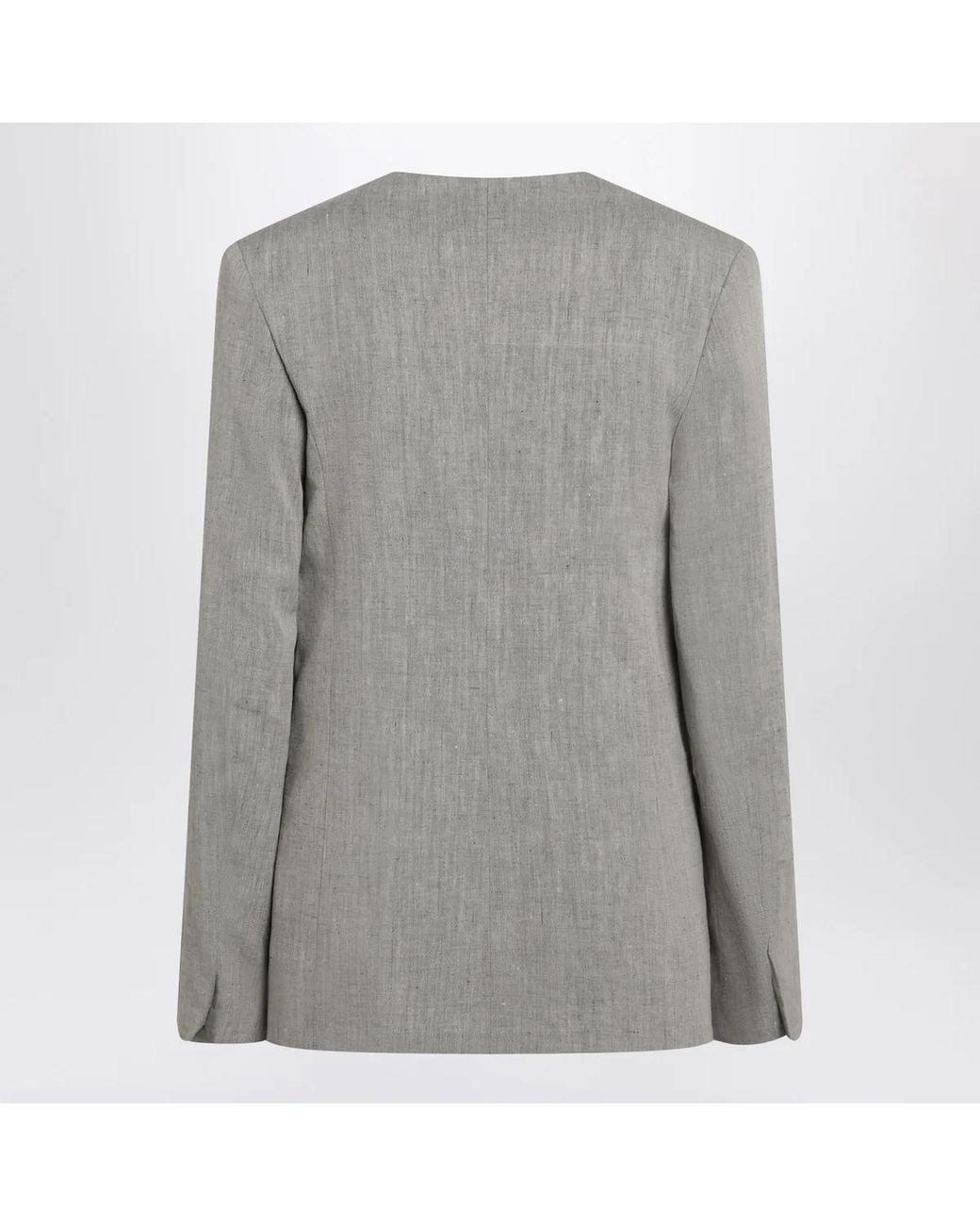 Loulou de Saison Gray Suna Tailored Jacket With An Asymmetric Opening And Lapel