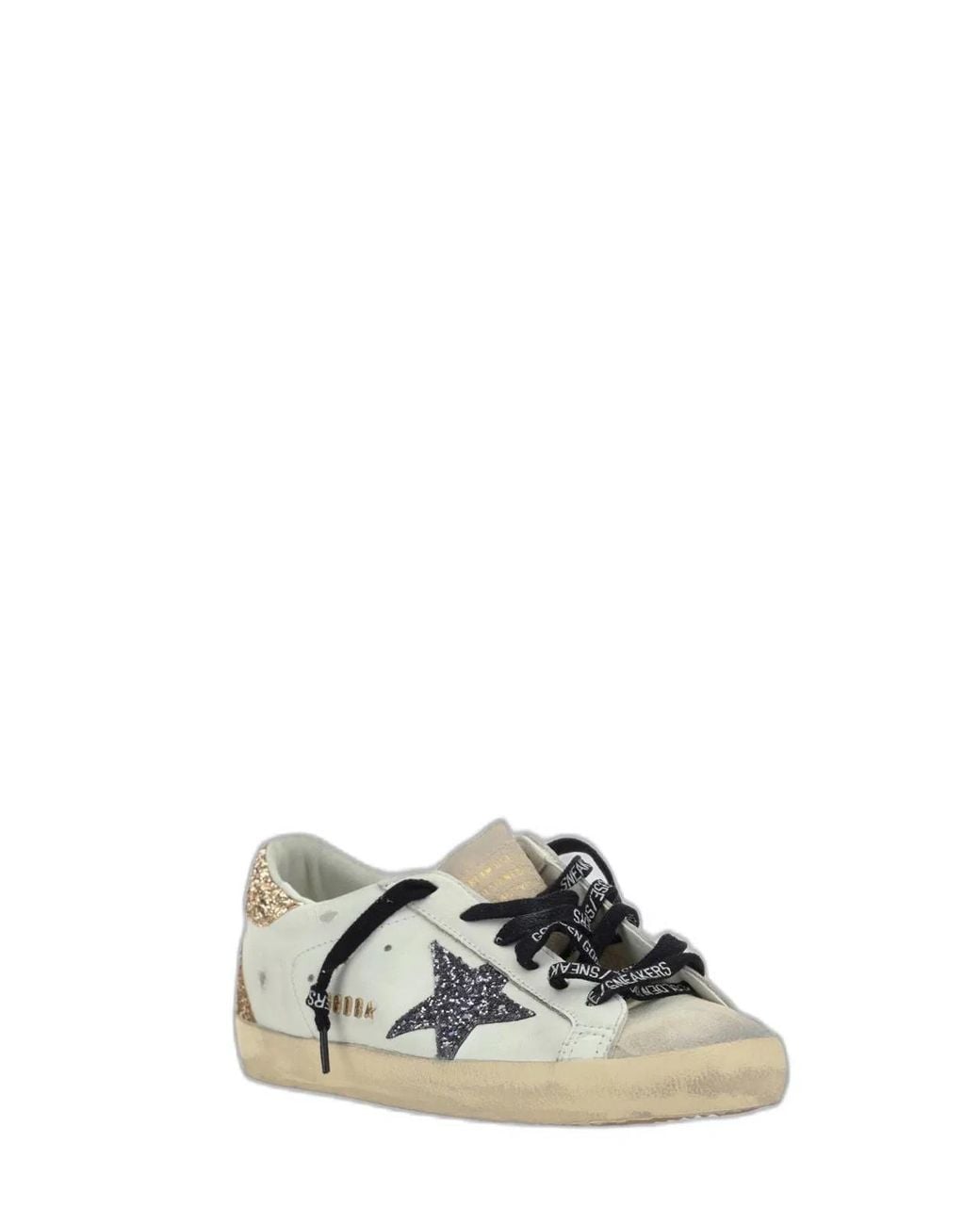 Golden Goose Deluxe Brand Black Super-Star Leather Upper Glitter St