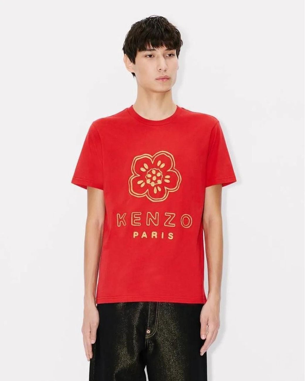 KENZO Red T-Shirt Gots Boke Flower Slim for men