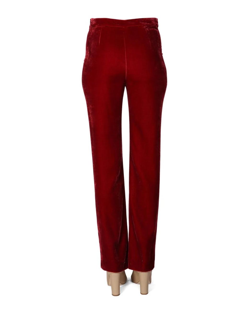 Boutique Moschino Red Pannu00C9 Velvet Pants