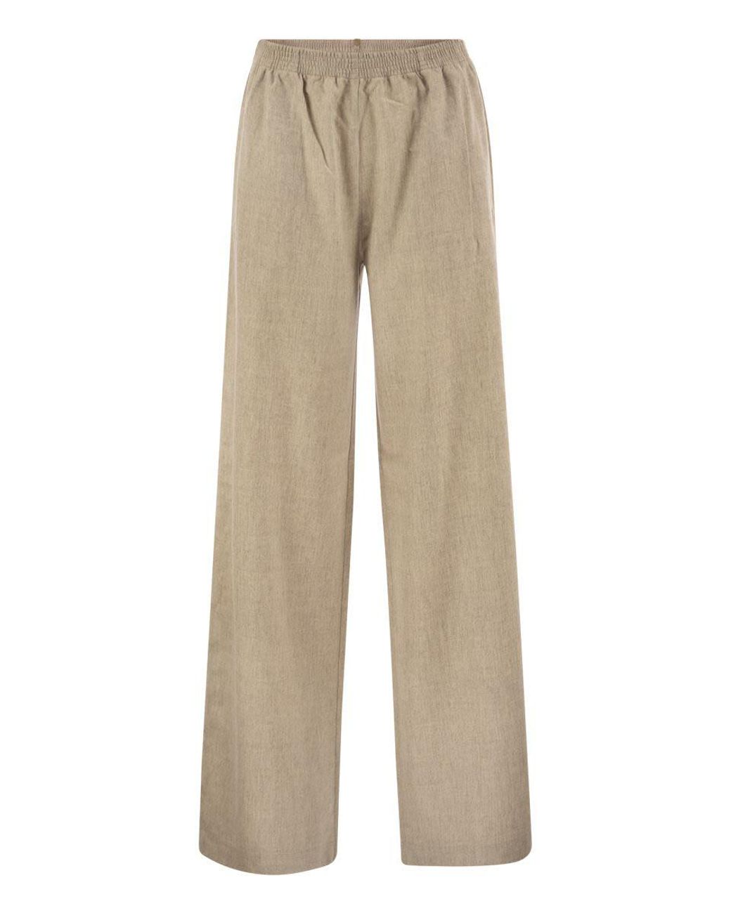 Fabiana Filippi Natural Virgin Wool Flannel Trousers With Elasticated Waistband