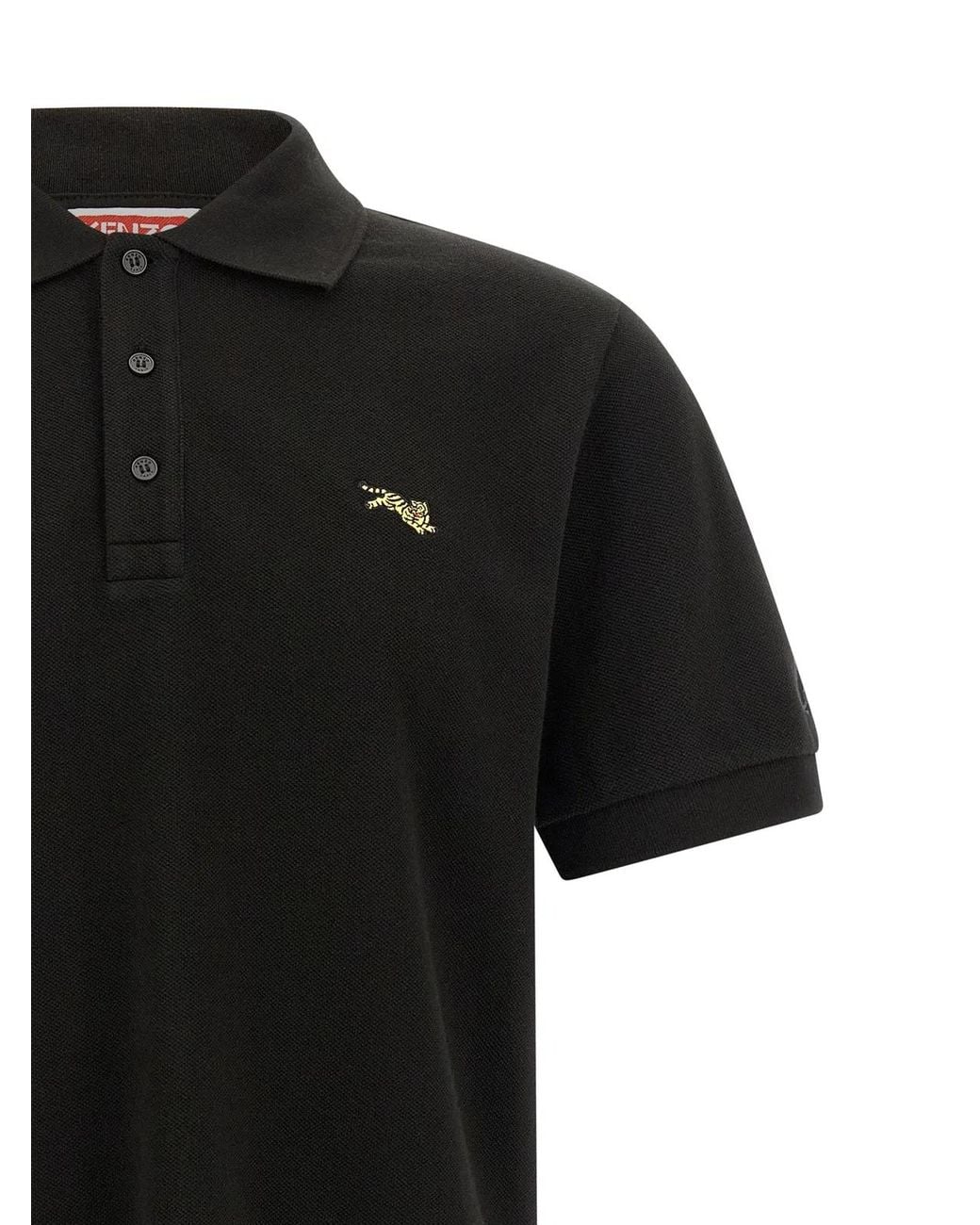 KENZO Black Happy Tiger' Polo Shirt for men
