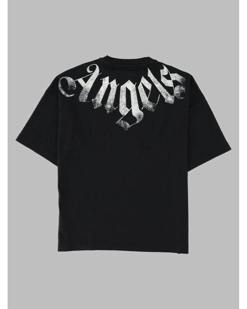 Palm Angels Black Distressed Graphic Gothic Cotton T-Shirt for men